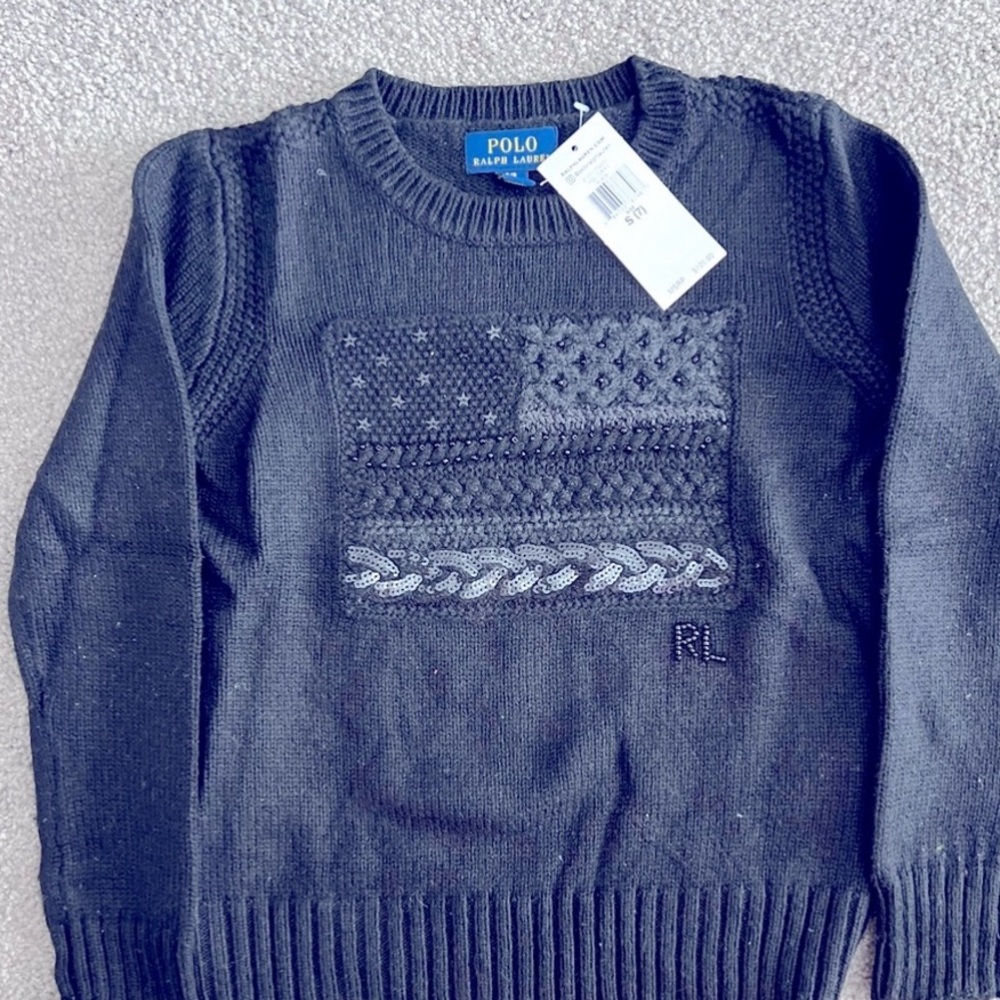 COPY - POLO Bejeweled Flag Knit Sweater NWT